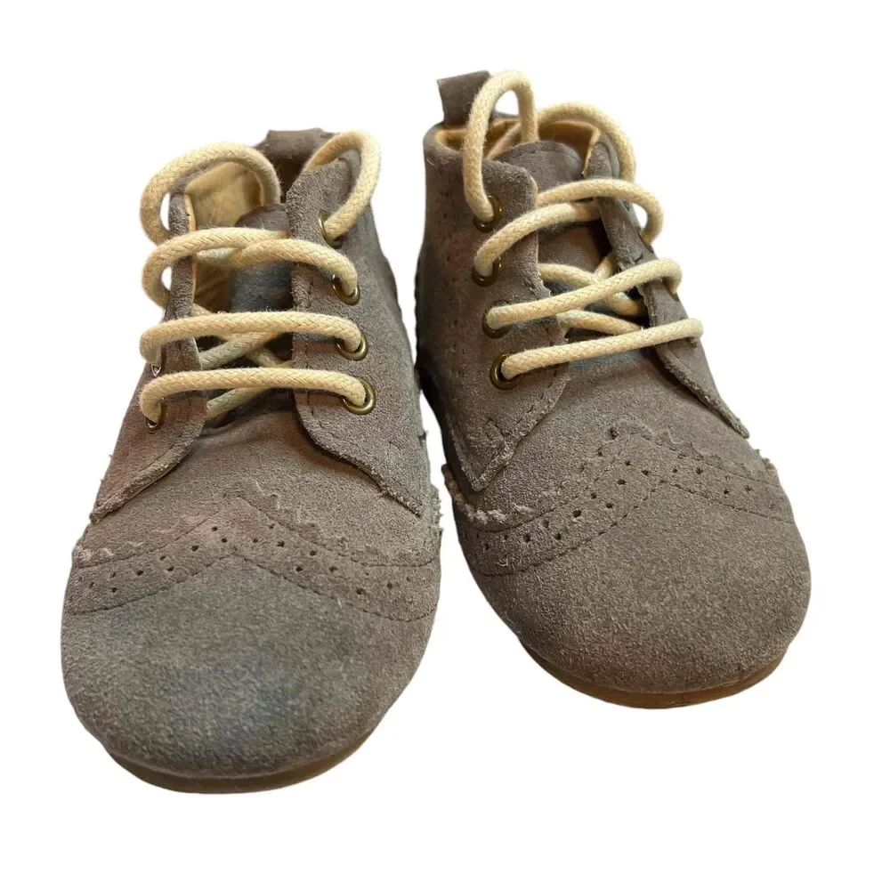 Anchor & Fox Charcoal Suede Brogue Lace Up Boot Unisex Baby Size 7‎
